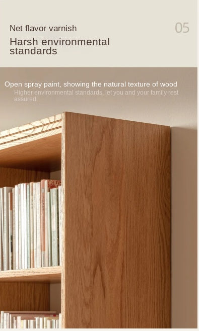 Oak Solid Wood Cream Wind Floor Bookshelves
