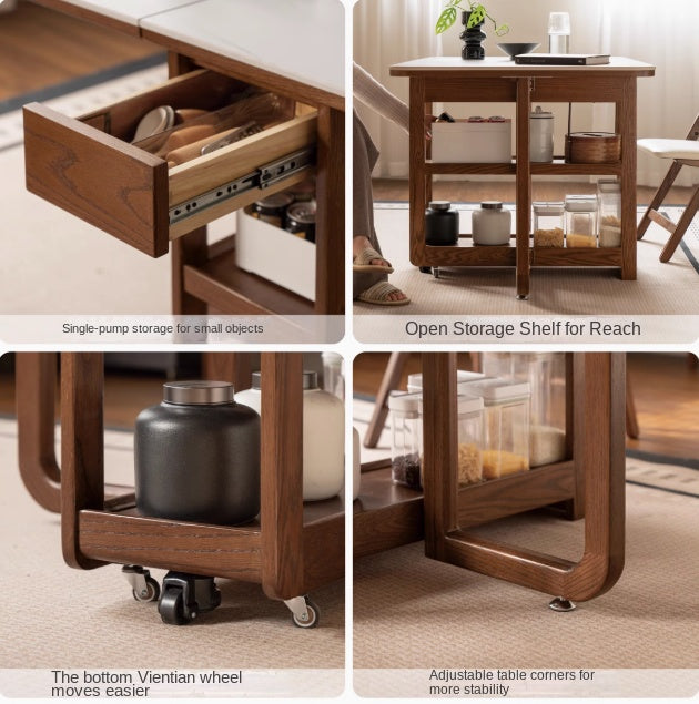 Oak Solid Wood Folding Rock Dining Table