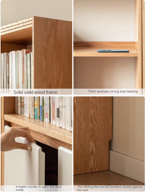 Oak Solid Wood Cream Wind Floor Bookshelves