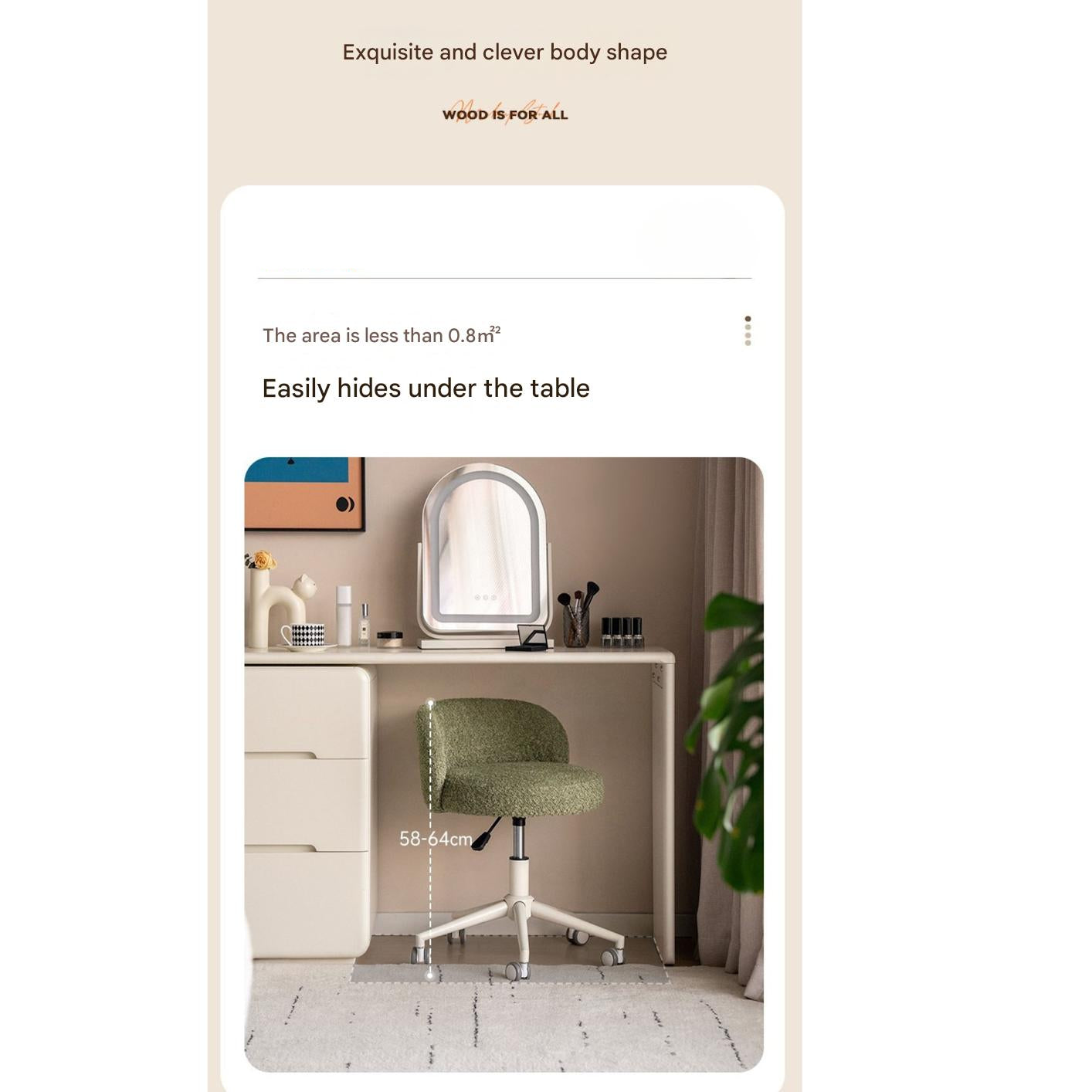 Eco-Leather, Imitation Sheepskin Makeup Stool