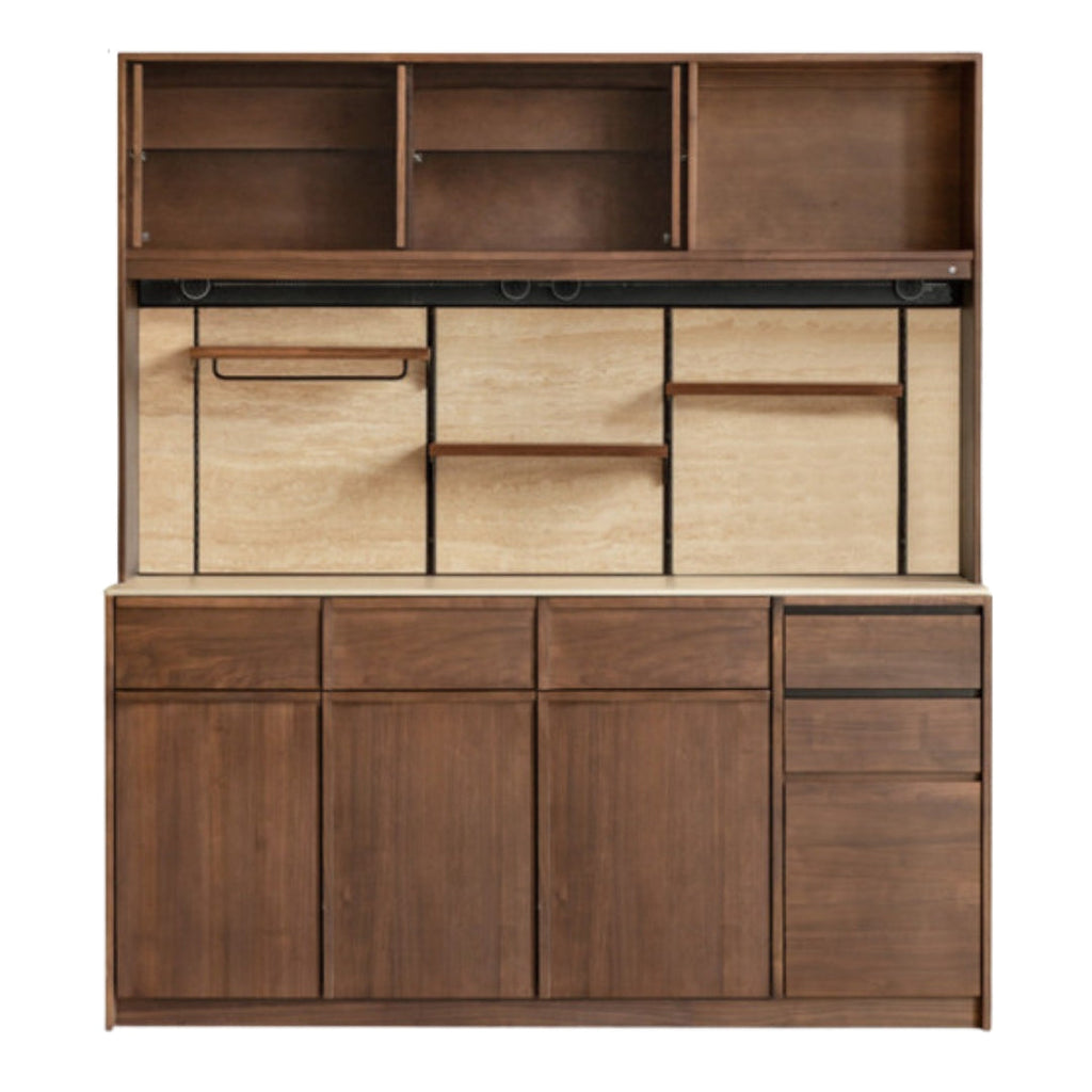 Black Walnut Solid Wood Dining Cabinet Antique Style Rock Board