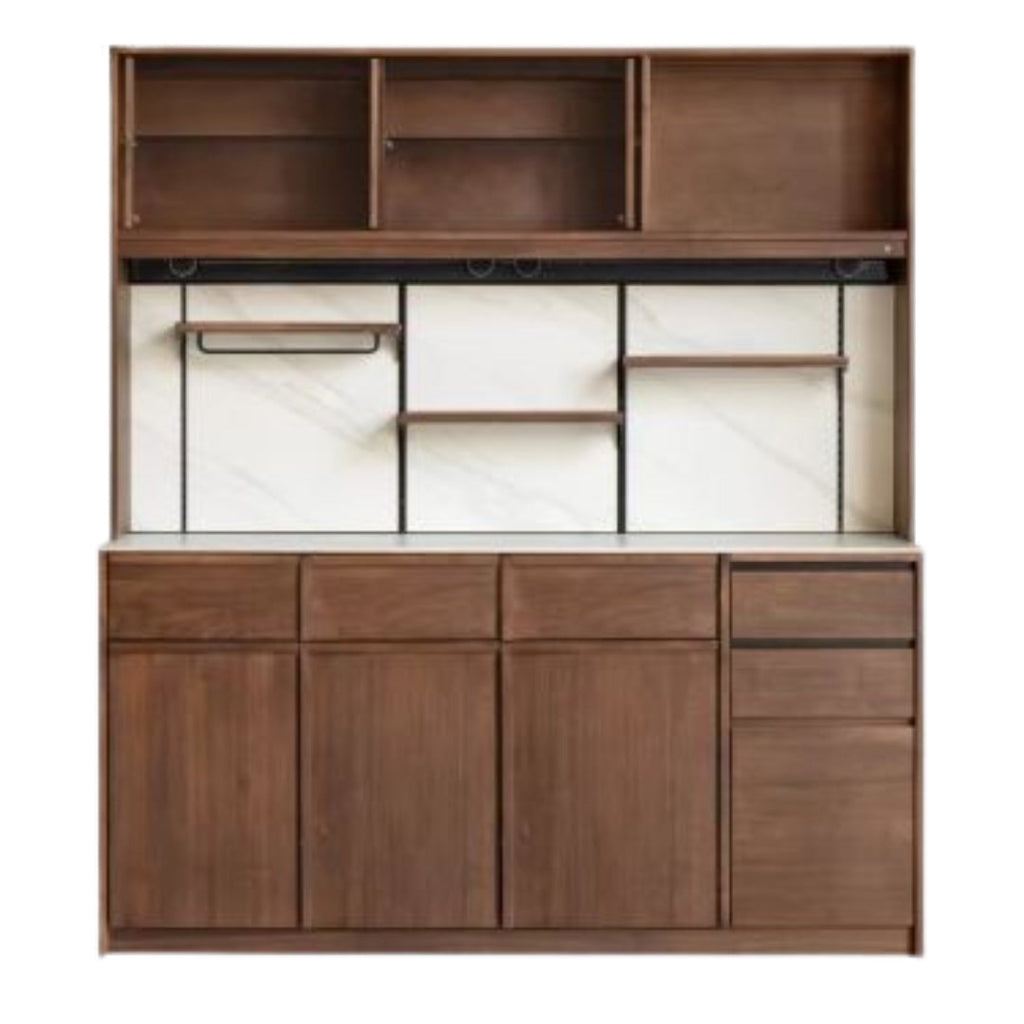 Black Walnut Solid Wood Dining Cabinet Antique Style Rock Board