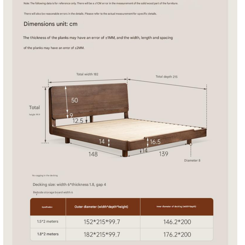 Sandalwood solid wood modern simple luminous multifunctional bed