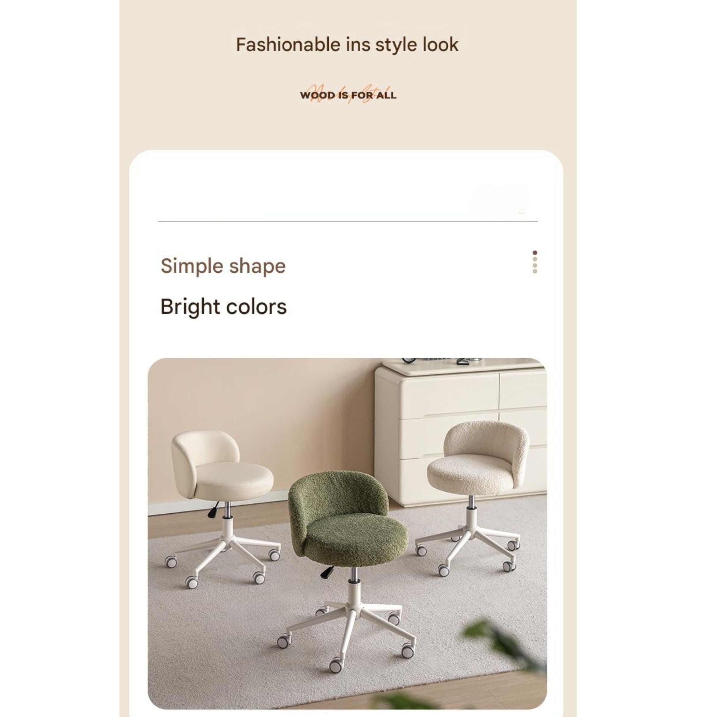 Eco-Leather, Imitation Sheepskin Makeup Stool