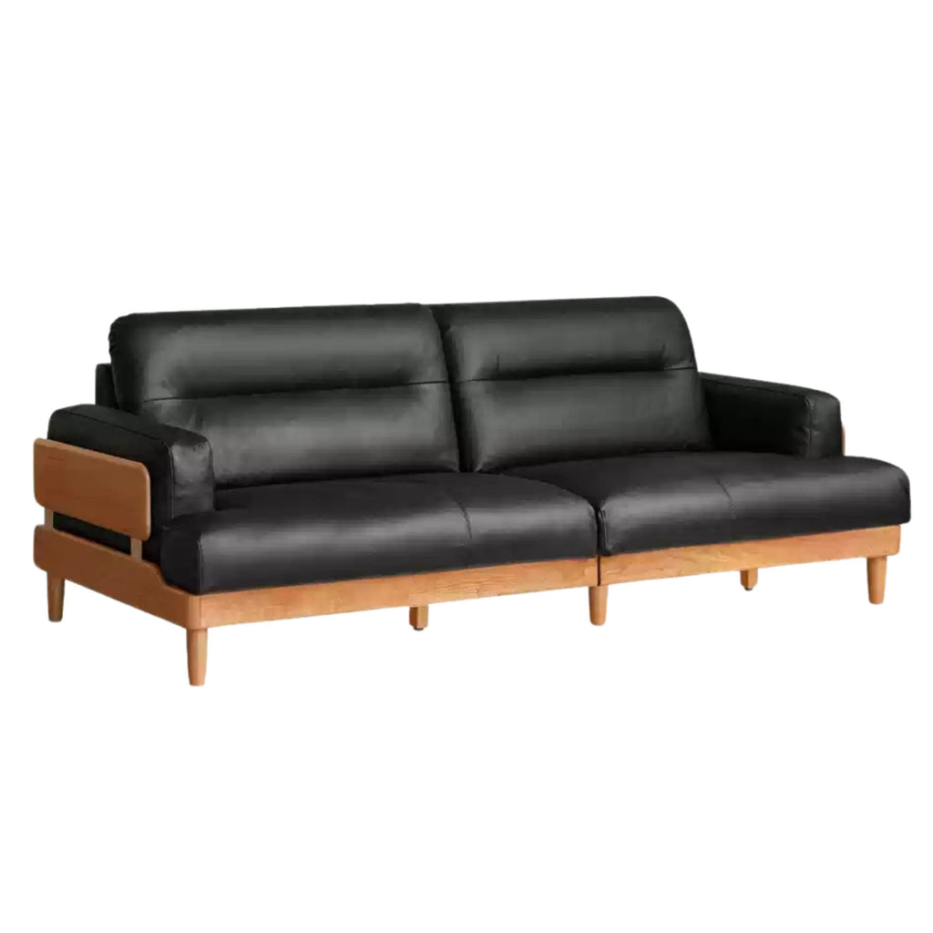 Cherry Solid Wood Modern Leather Sofa