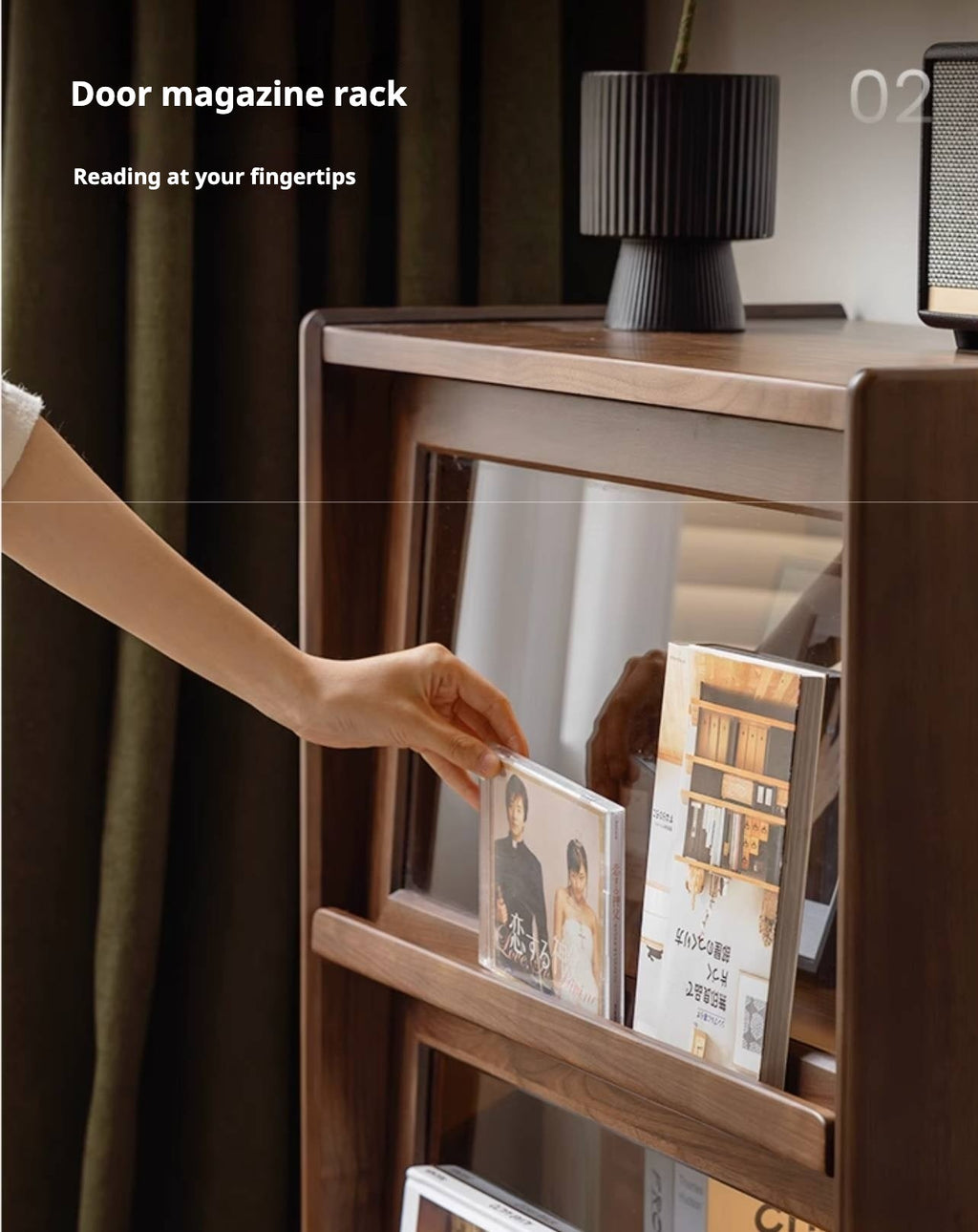 Black Walnut Solid Wood Modern Style Side Cabinet