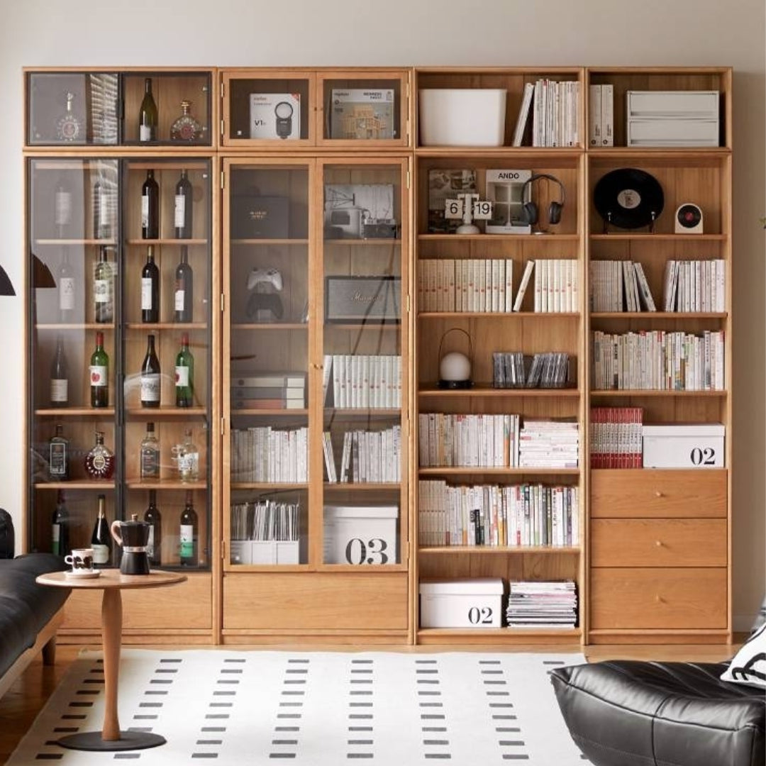 Cherry Solid Wood Bookcase Cabinet Display