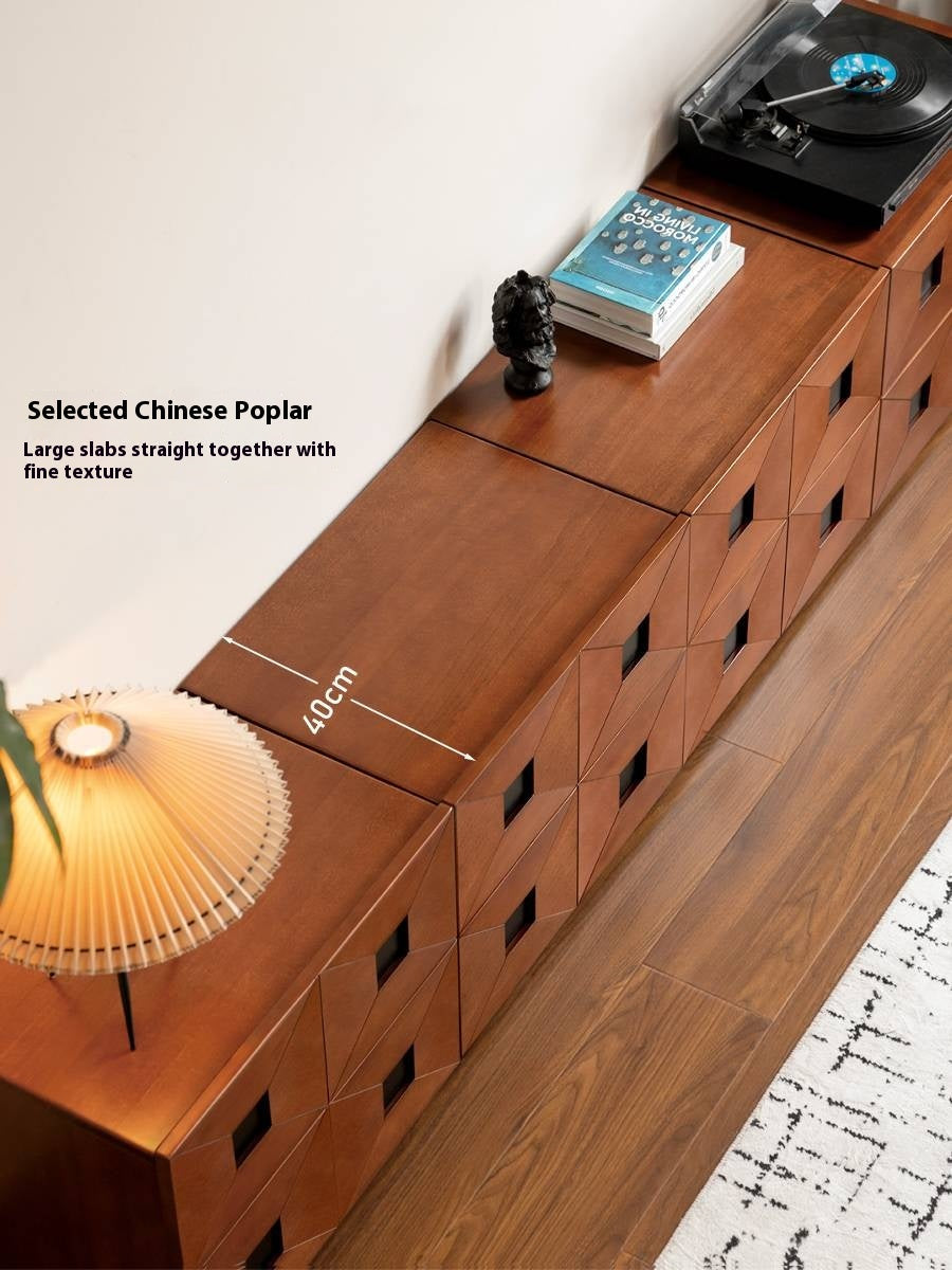 Poplar Solid Wood Modular TV Stand In Antique Style