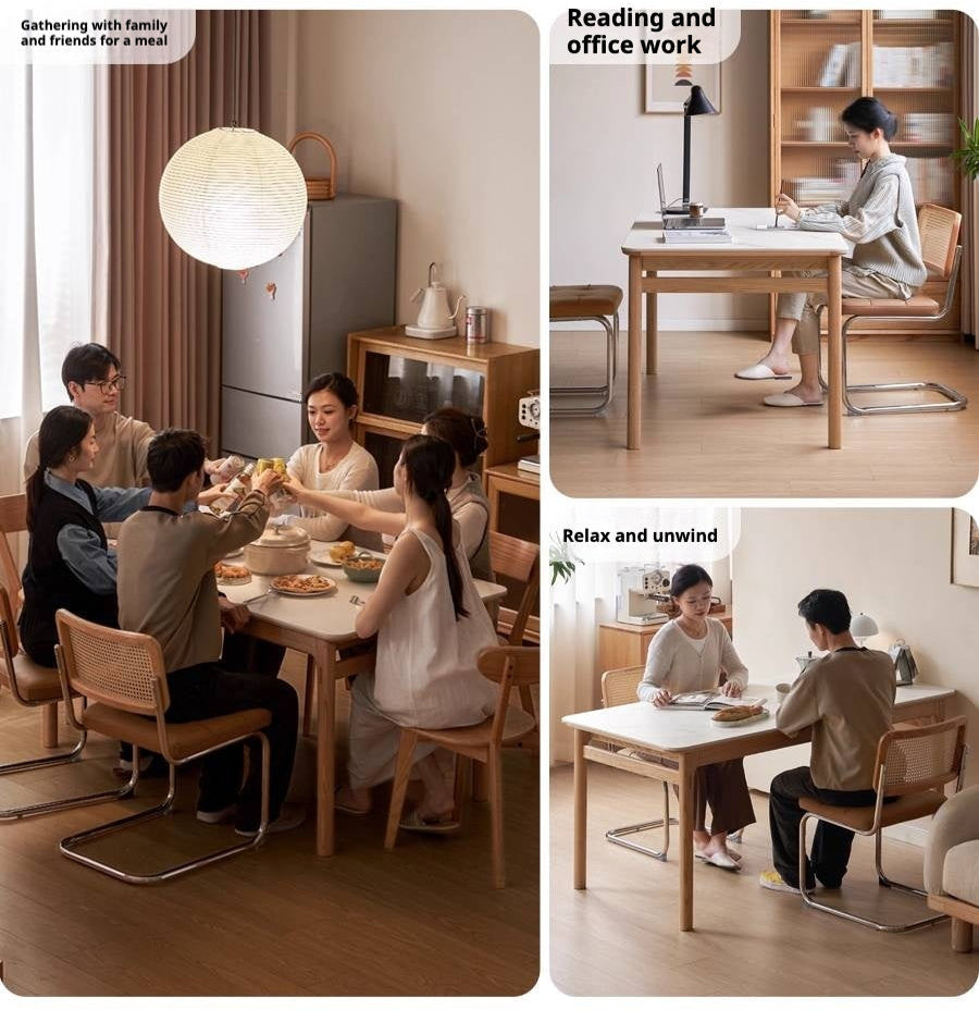 Oak Solid Wood Modern Rock Plate Dining Table