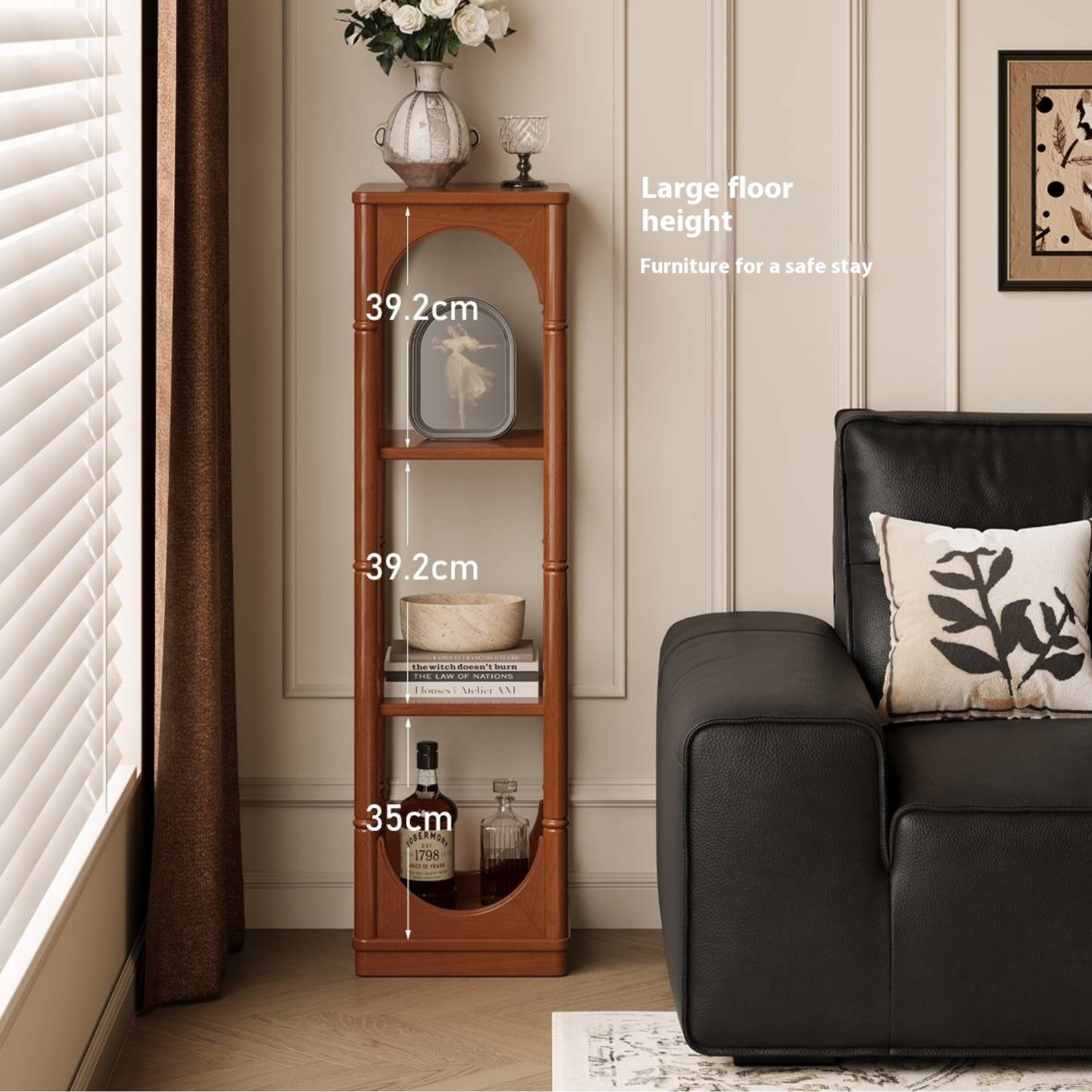 Poplar Solid Wood French Medieval Style Storage Rack