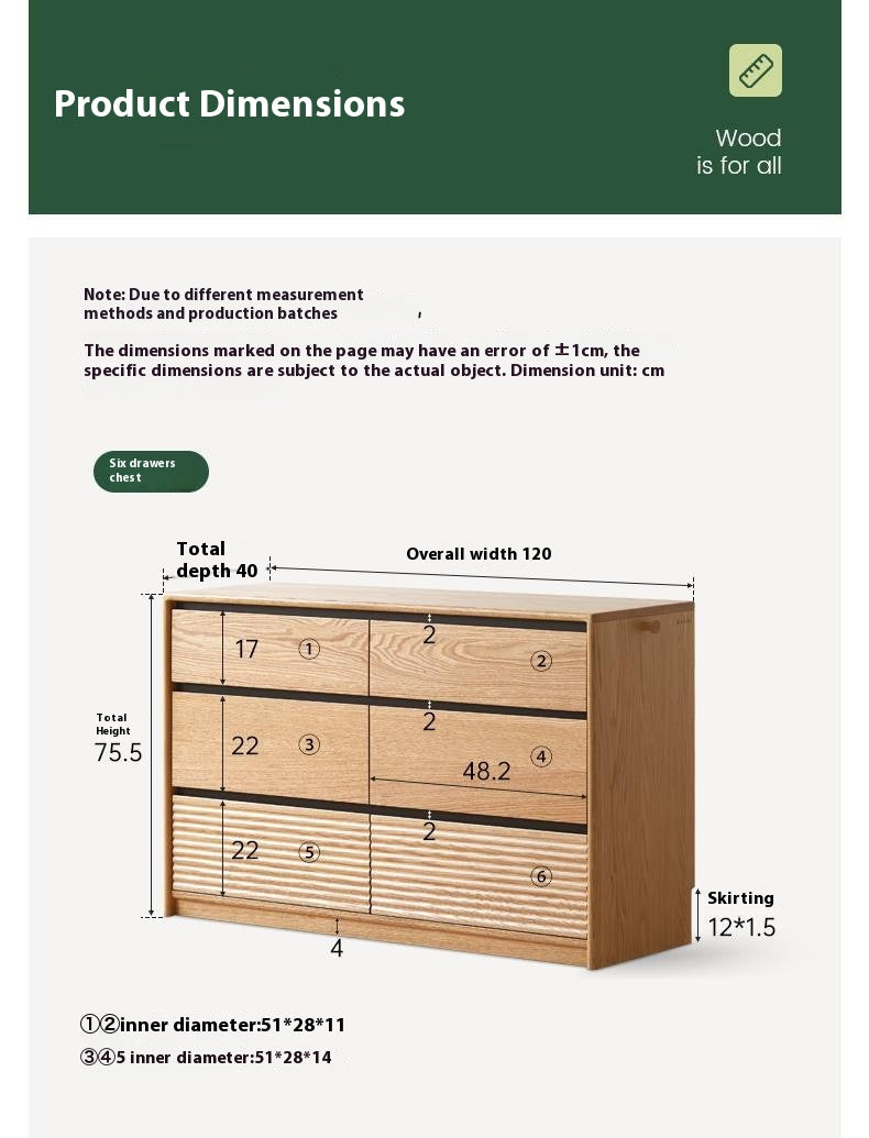 Oak Solid Wood Modern Drawer Cabinet