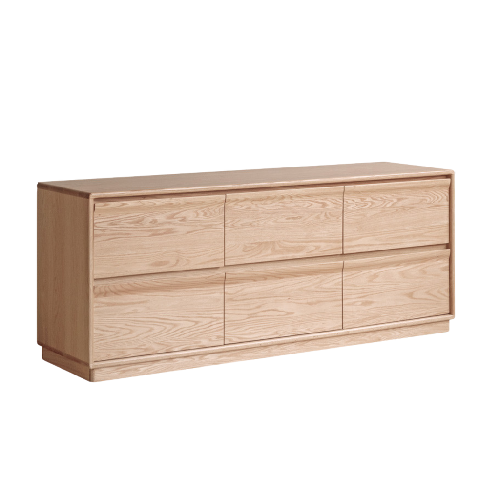 Ash Solid Wood Log Style Six Drawers Cabinet