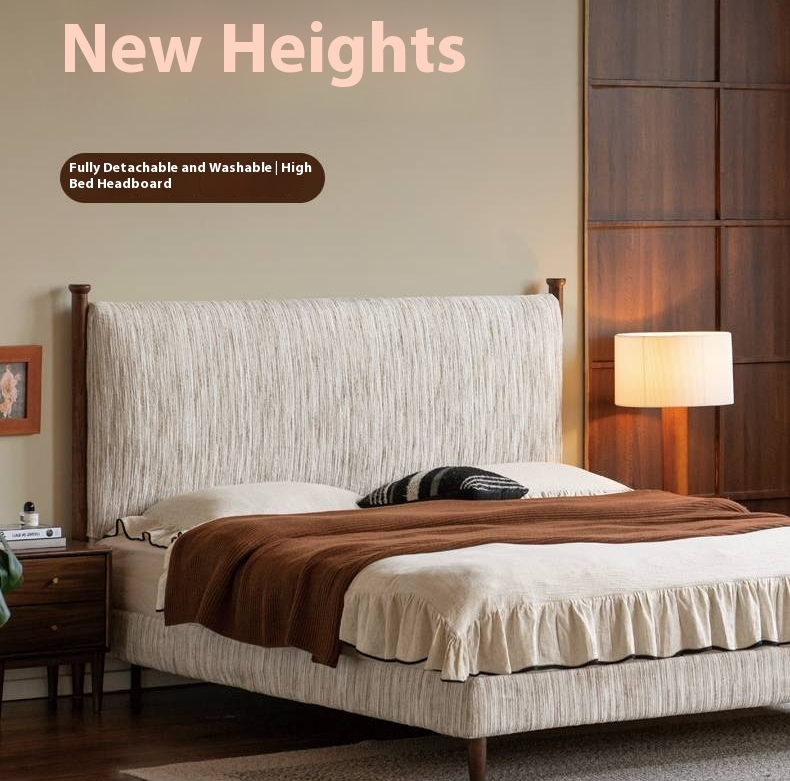 Fabric Chenille Soft Backrest Bed French Retro Style