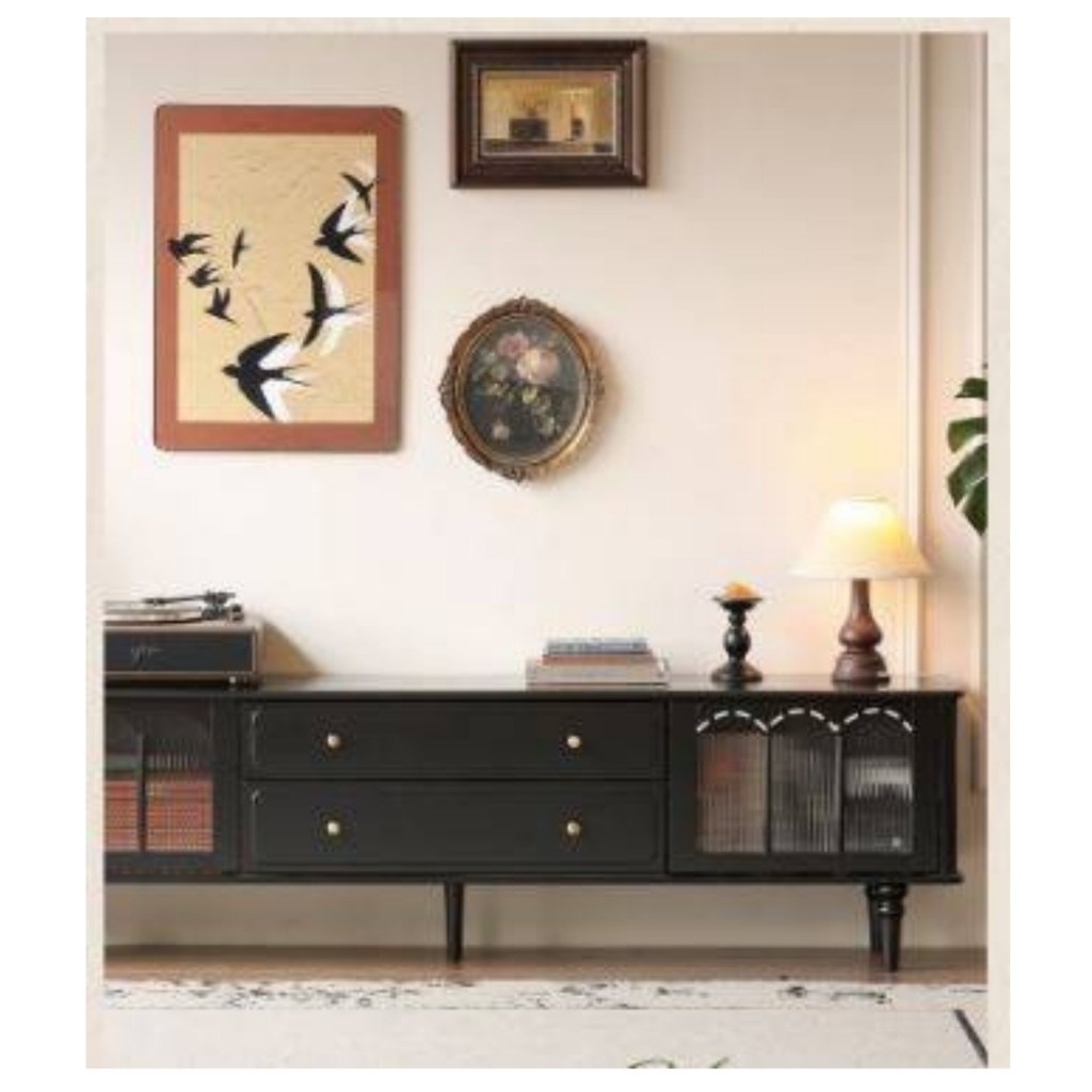 Solid RubberWood French Retro TV Stand