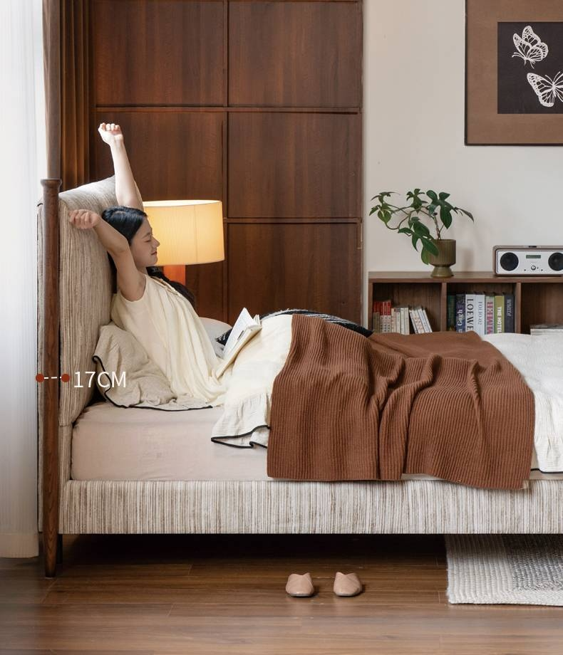 Fabric Chenille Soft Backrest Bed French Retro Style