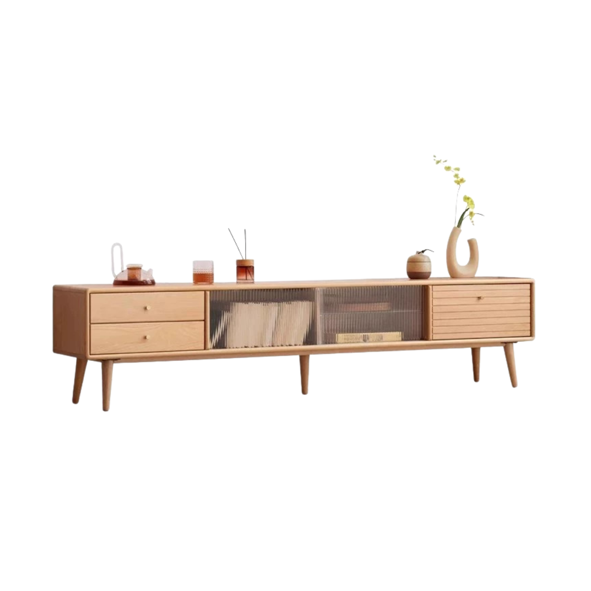 European Beech Solid Wood Floor TV Stand