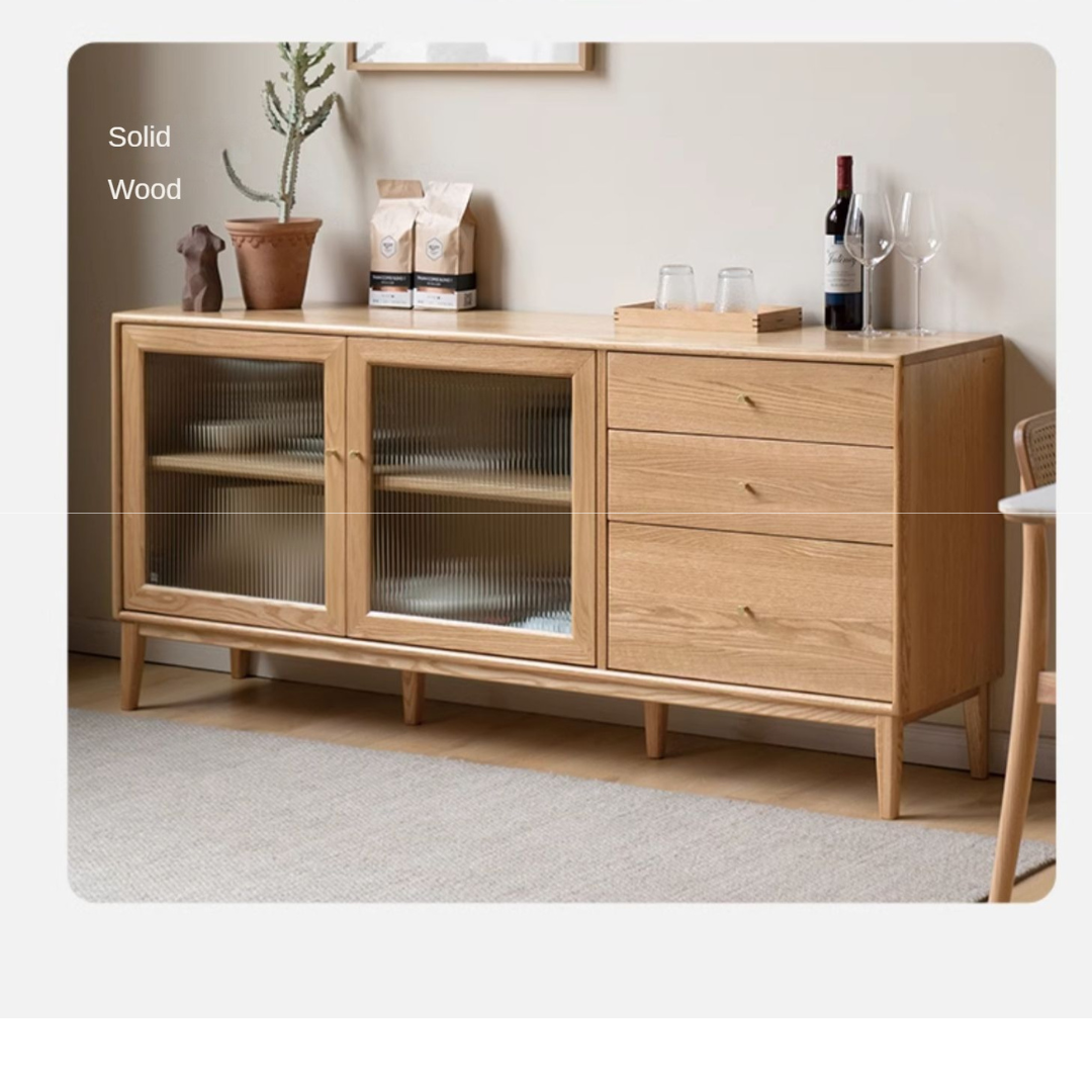 Oak Solid Wood Rock Board Modern Sideboard