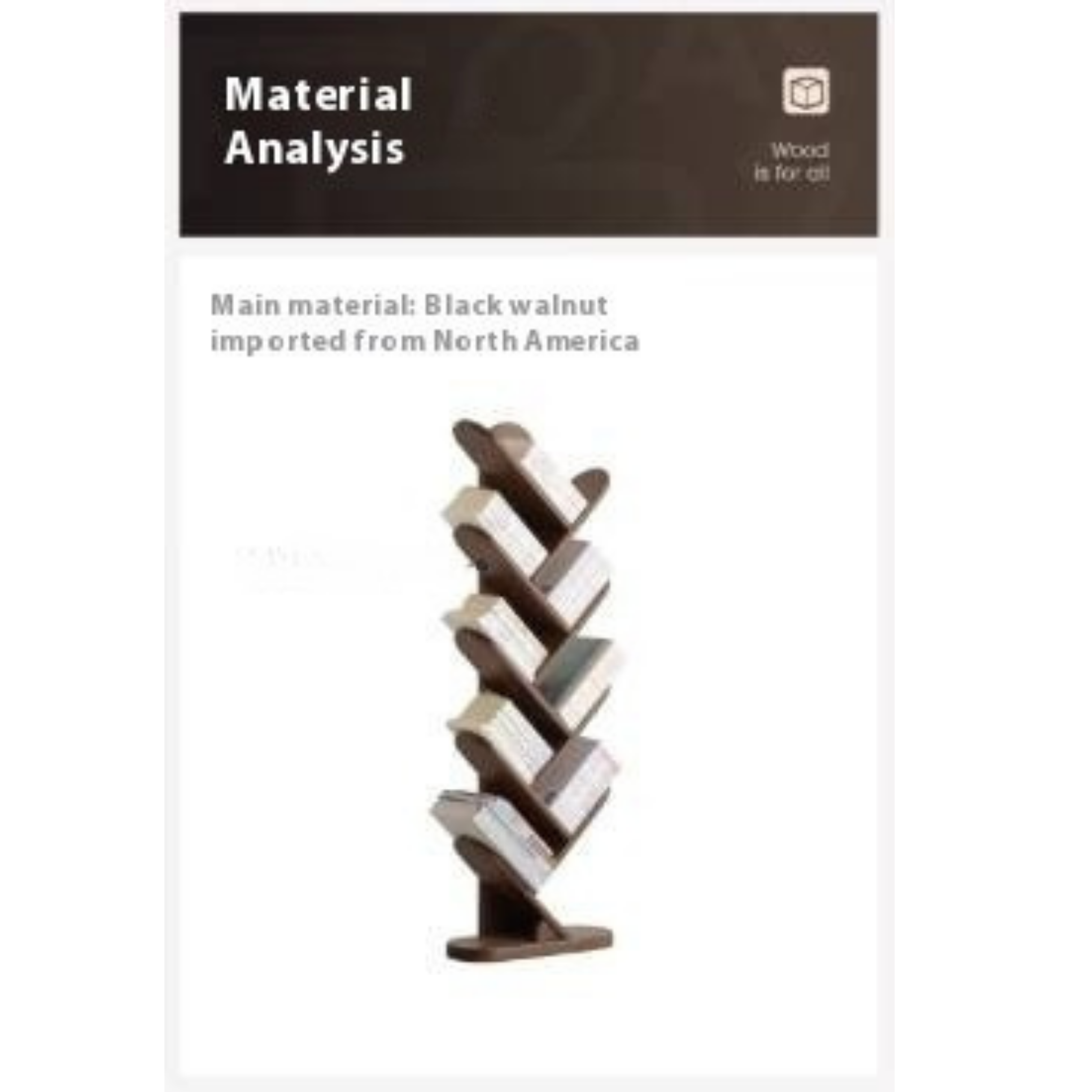 Black Walnut, South American Walnut Solid Wood Bookshelf Storage Rack