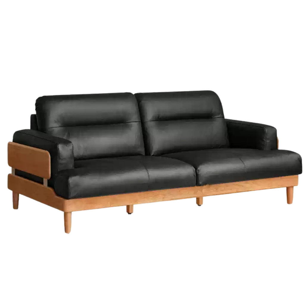 Cherry Solid Wood Modern Leather Sofa