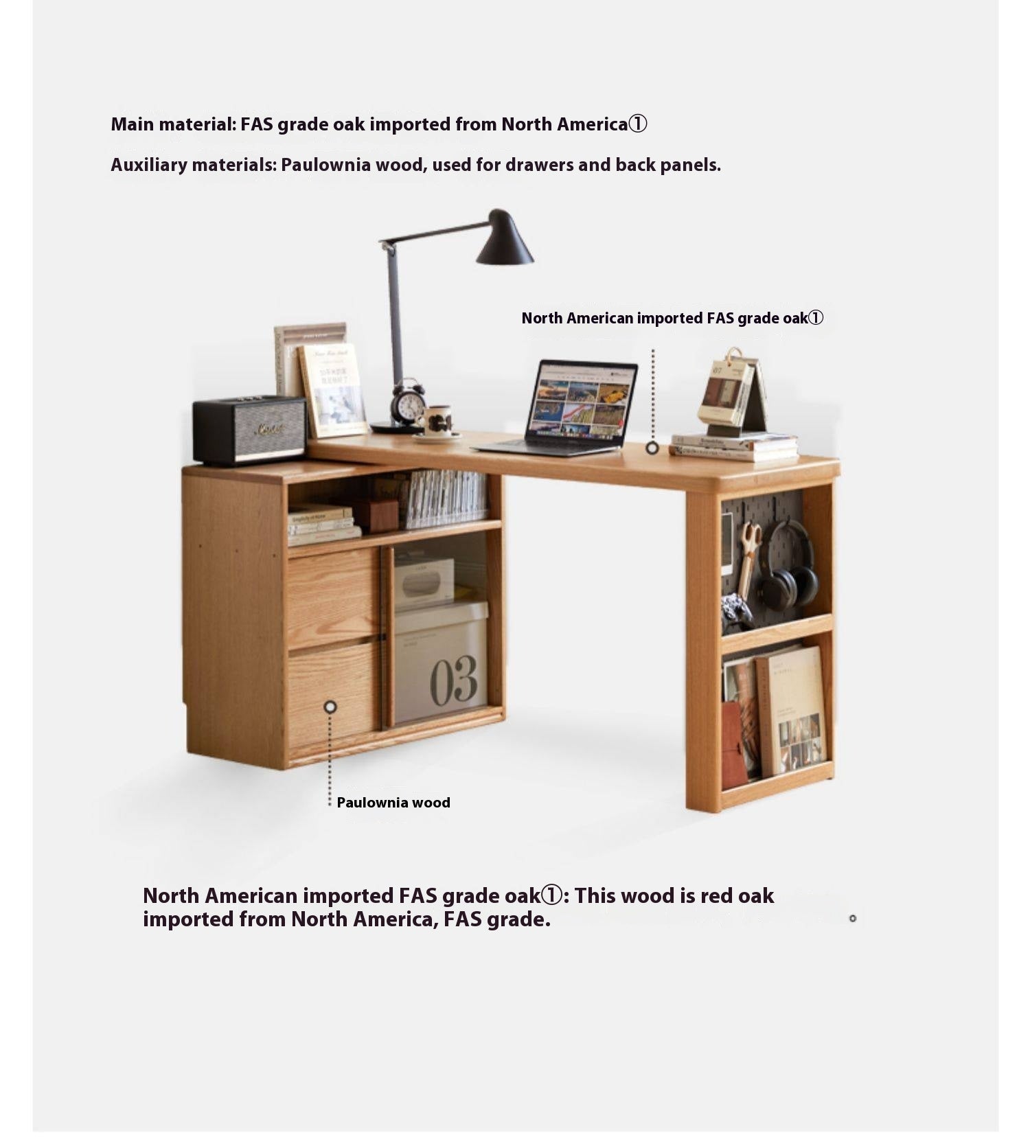 Oak Solid Wood Corner Office Desk