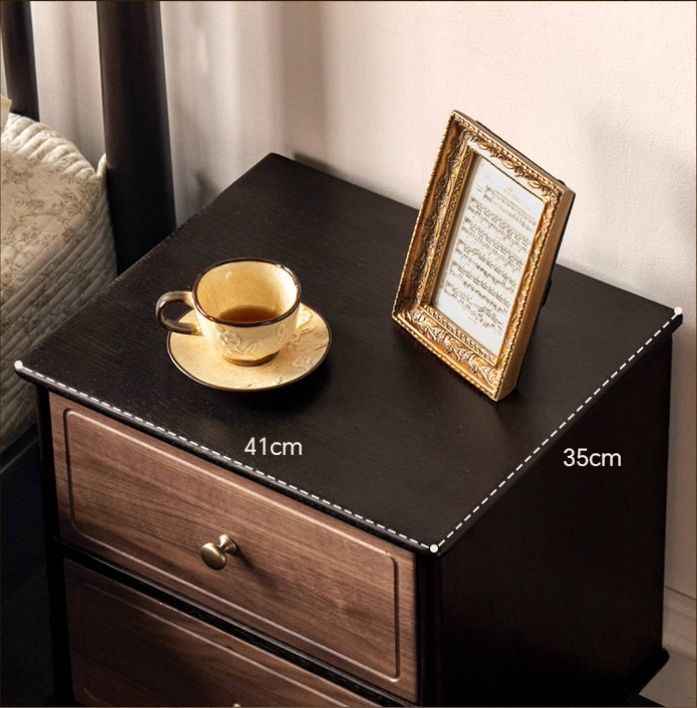 Black Walnut American Retro Style Solid Wood Nightstand