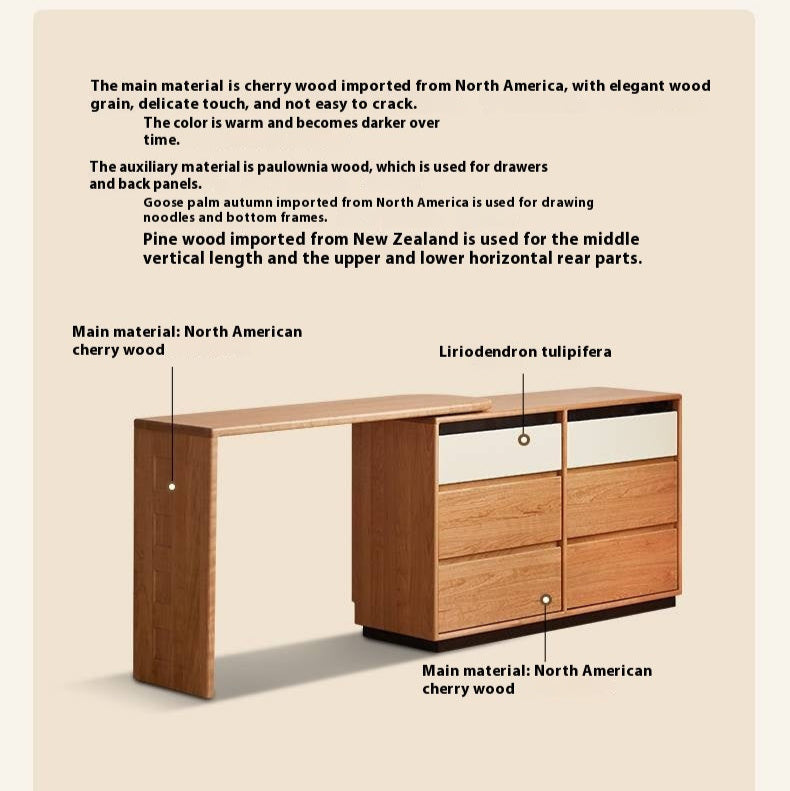 Cherry Solid Wood Modern Style Dressing Table