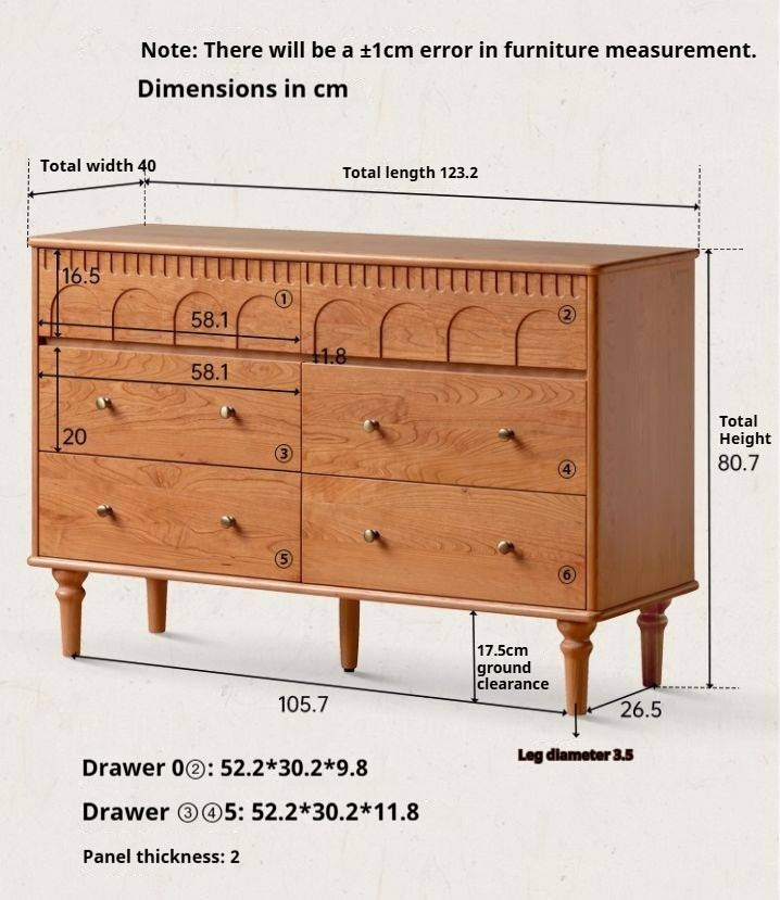 Cherry Solid Wood French Retro Bucket Cabinet