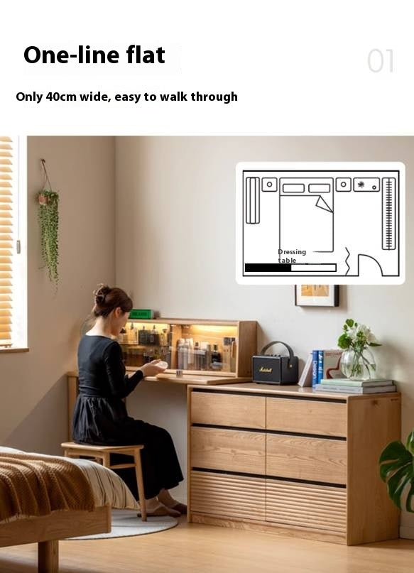 Ash Solid Wood Modern Multi-function Dressing Table