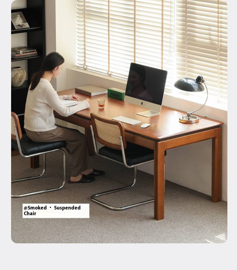 Poplar Solid Wood Antique Style Rectangular with Pull-out Workbench Office Desk