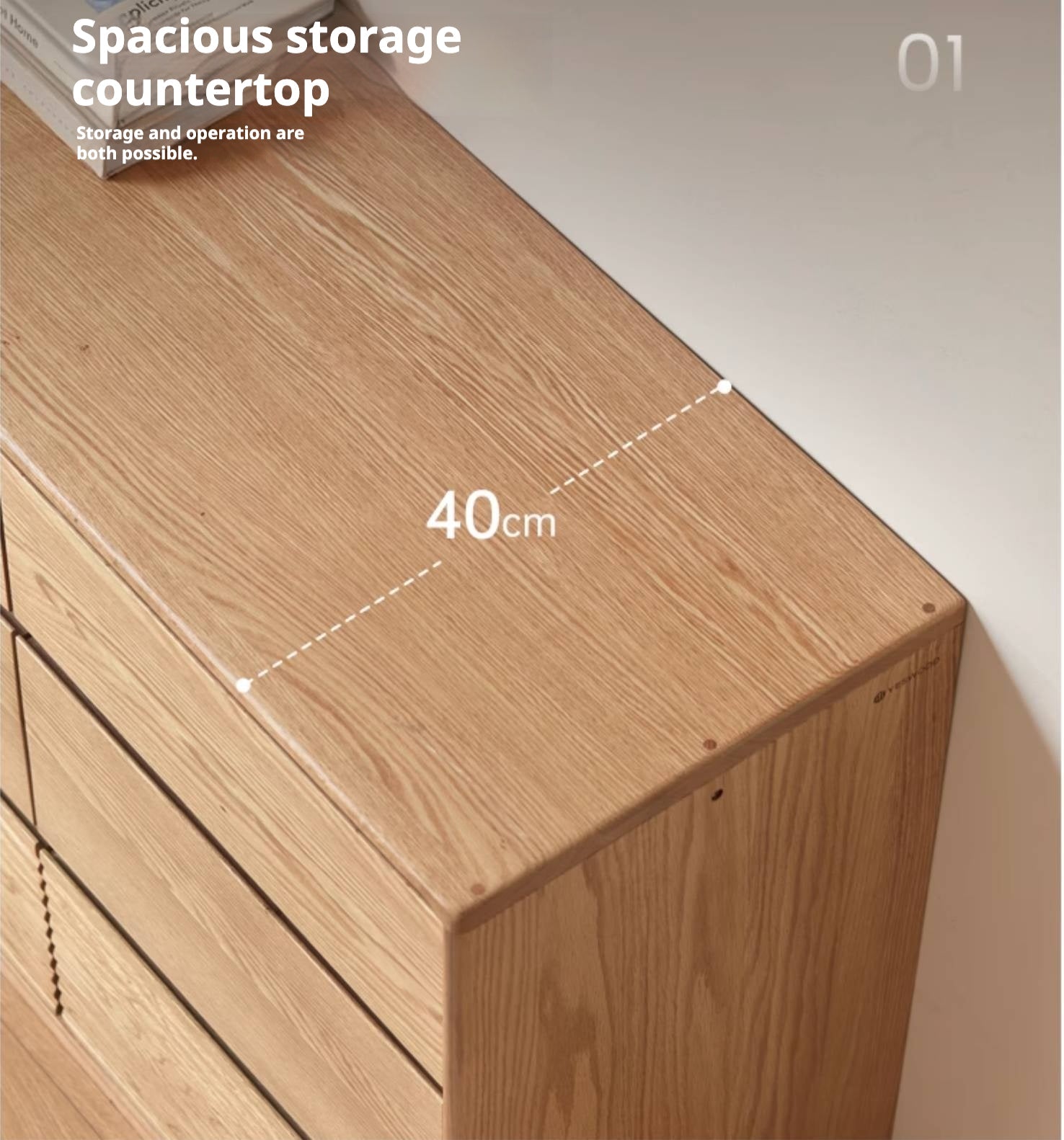 Oak Solid Wood Modern Drawer Cabinet