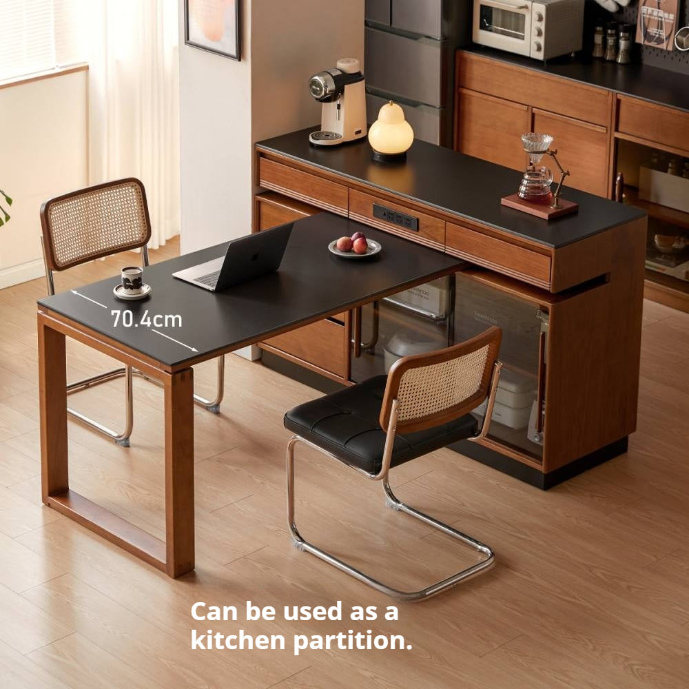 Poplar Solid Wood Island Dining Table Rotatable