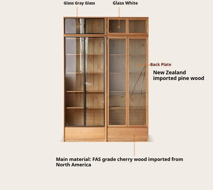 Cherry Solid Wood Bookcase Cabinet Display