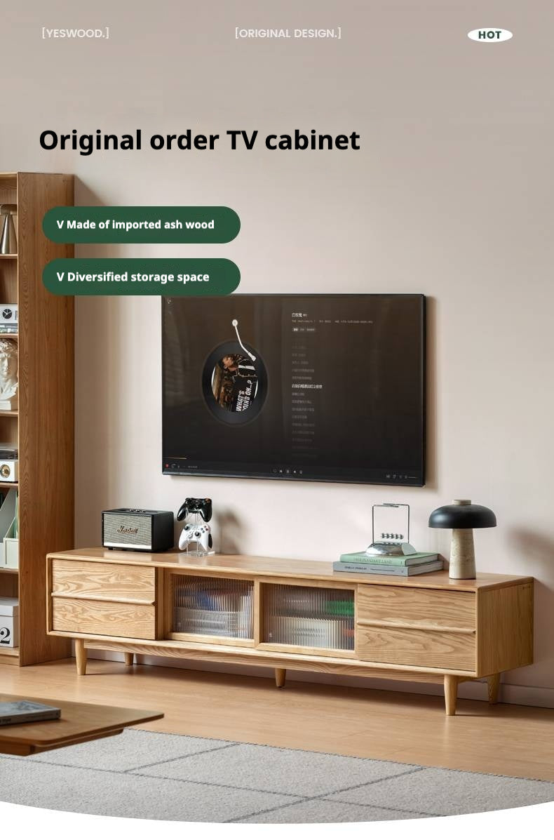 Ash Solid Wood Modern Style TV Stand