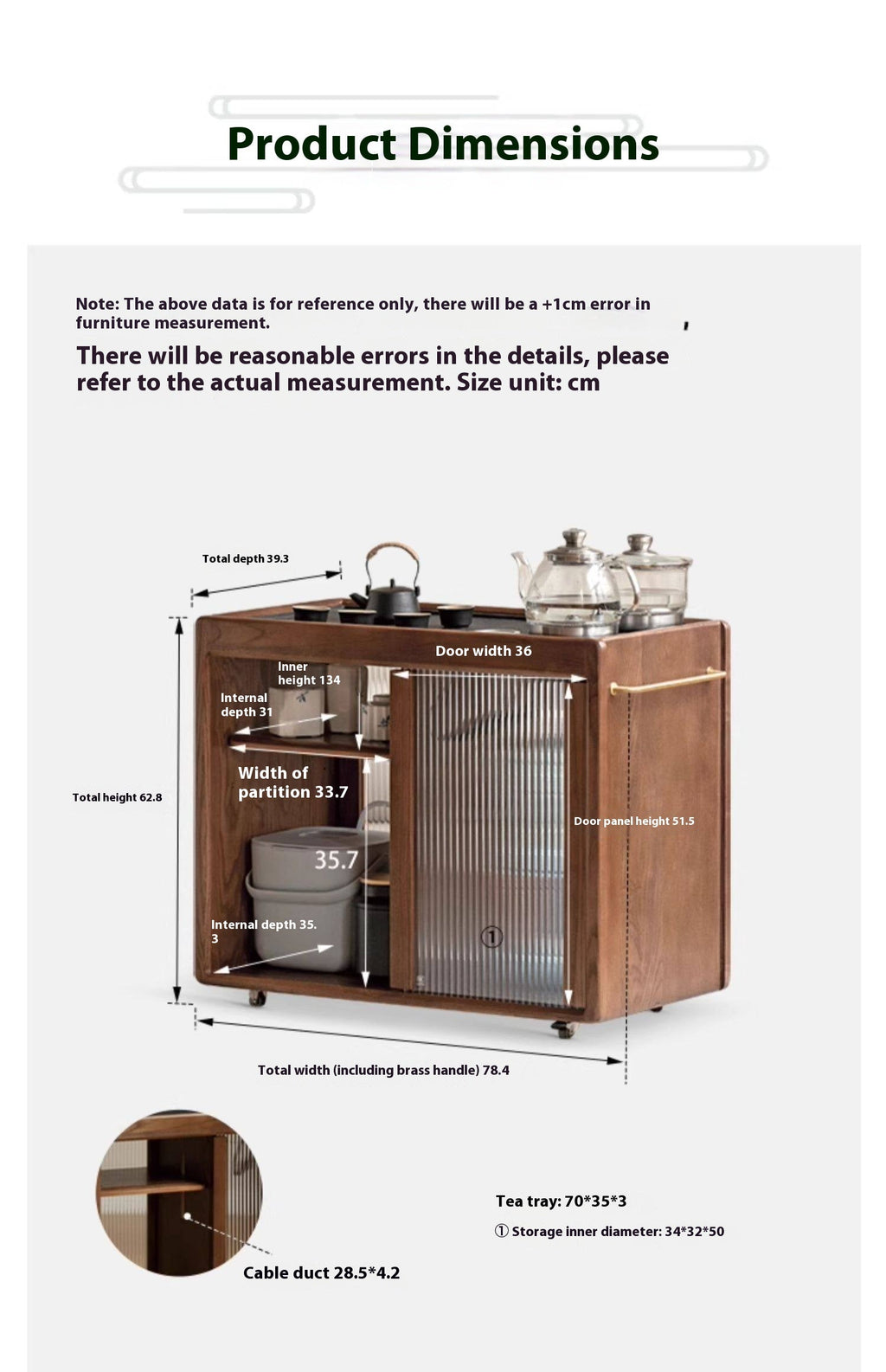 Ash, Oak, Black Walnut Solid Wood Mobile Side Tea Cabinet