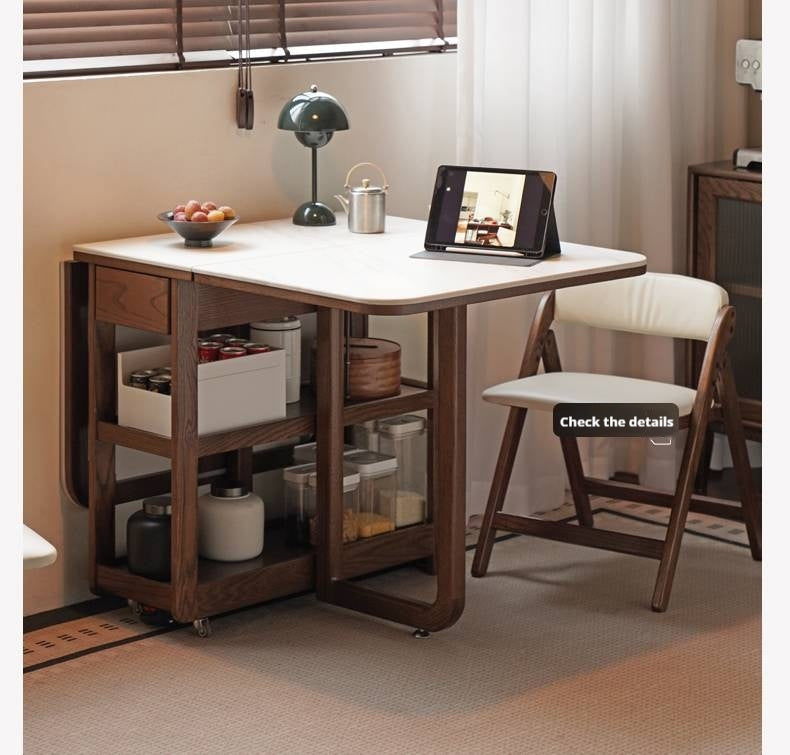 Oak Solid Wood Folding Rock Dining Table