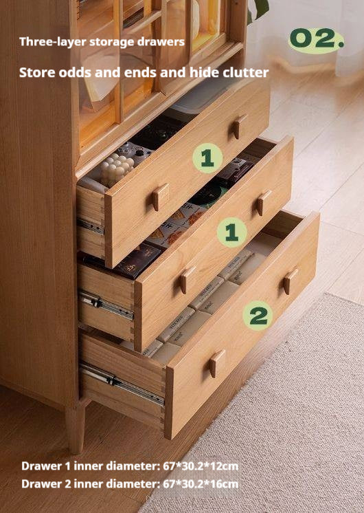 Beech Solid Wood Modern Simple with Light Storage Cabinet