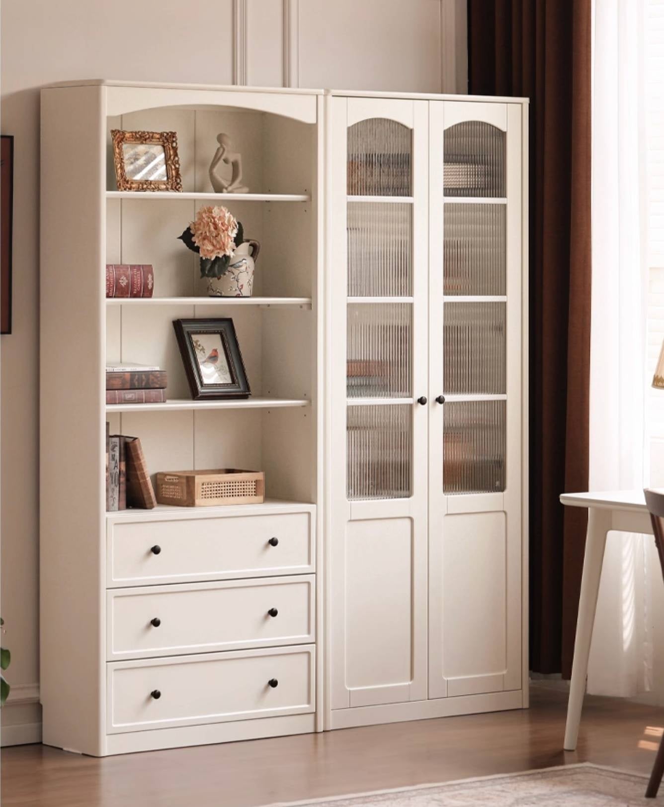 Rubberwood Solid Wood French Style Side Cabinet