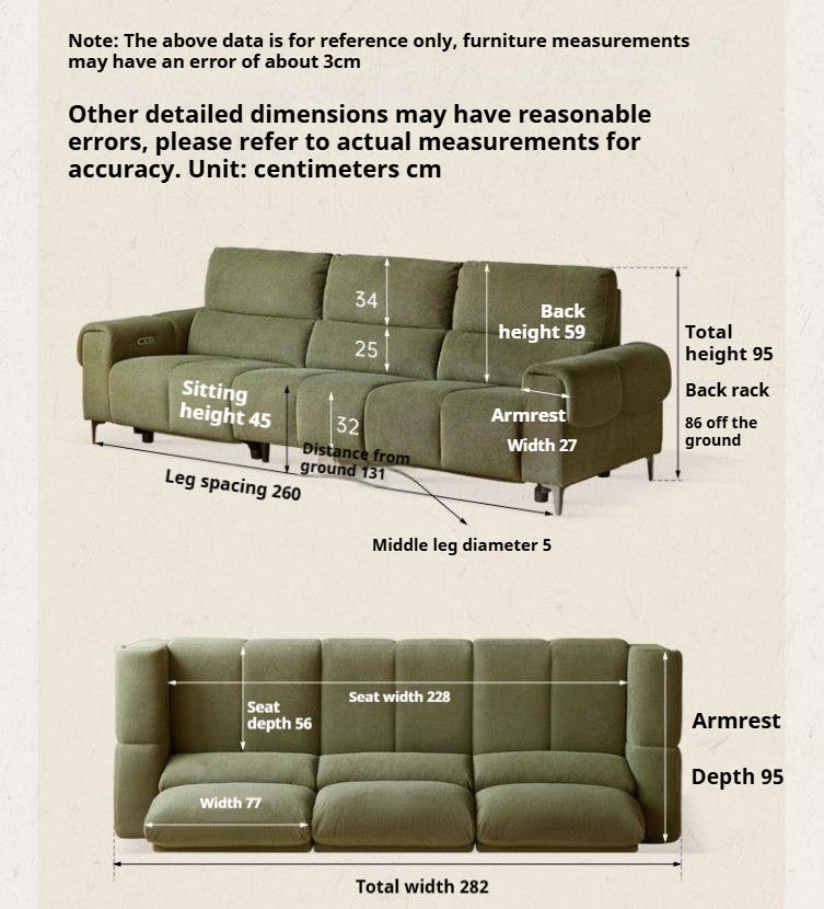 Fabric Electric-Retractable Sofa