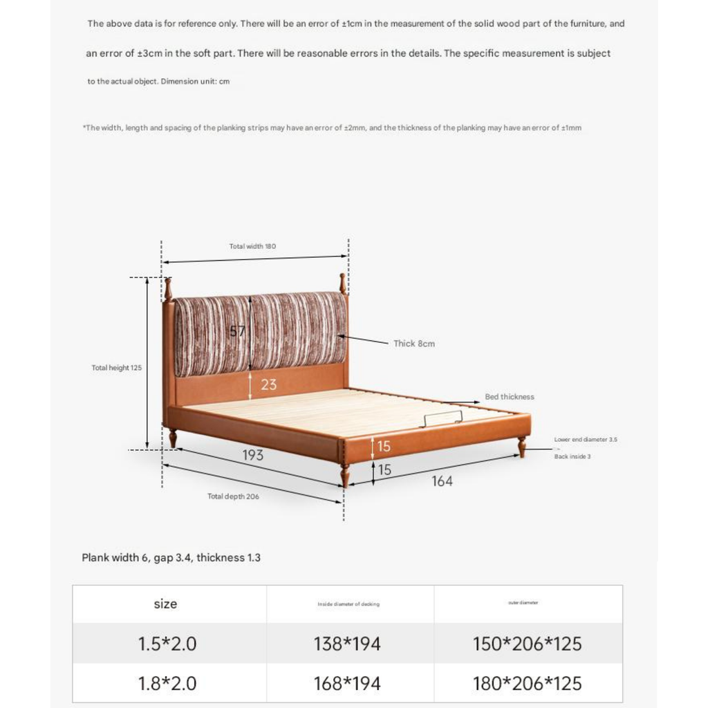 Ash Solid Wood Fabric Retro Edge Detachable Washable Soft Leaning Bed