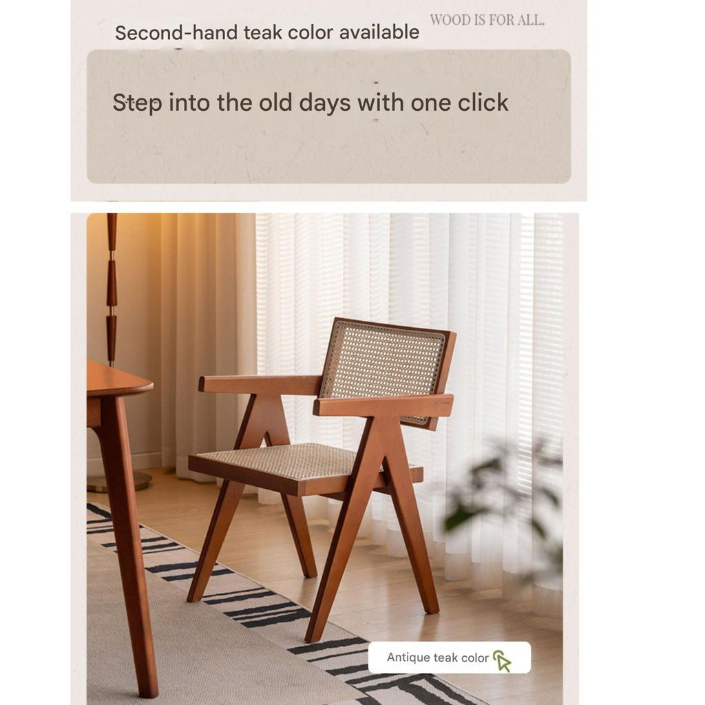 Black Walnut Solid Wood Wabi-Sabi Style Rattan Chair