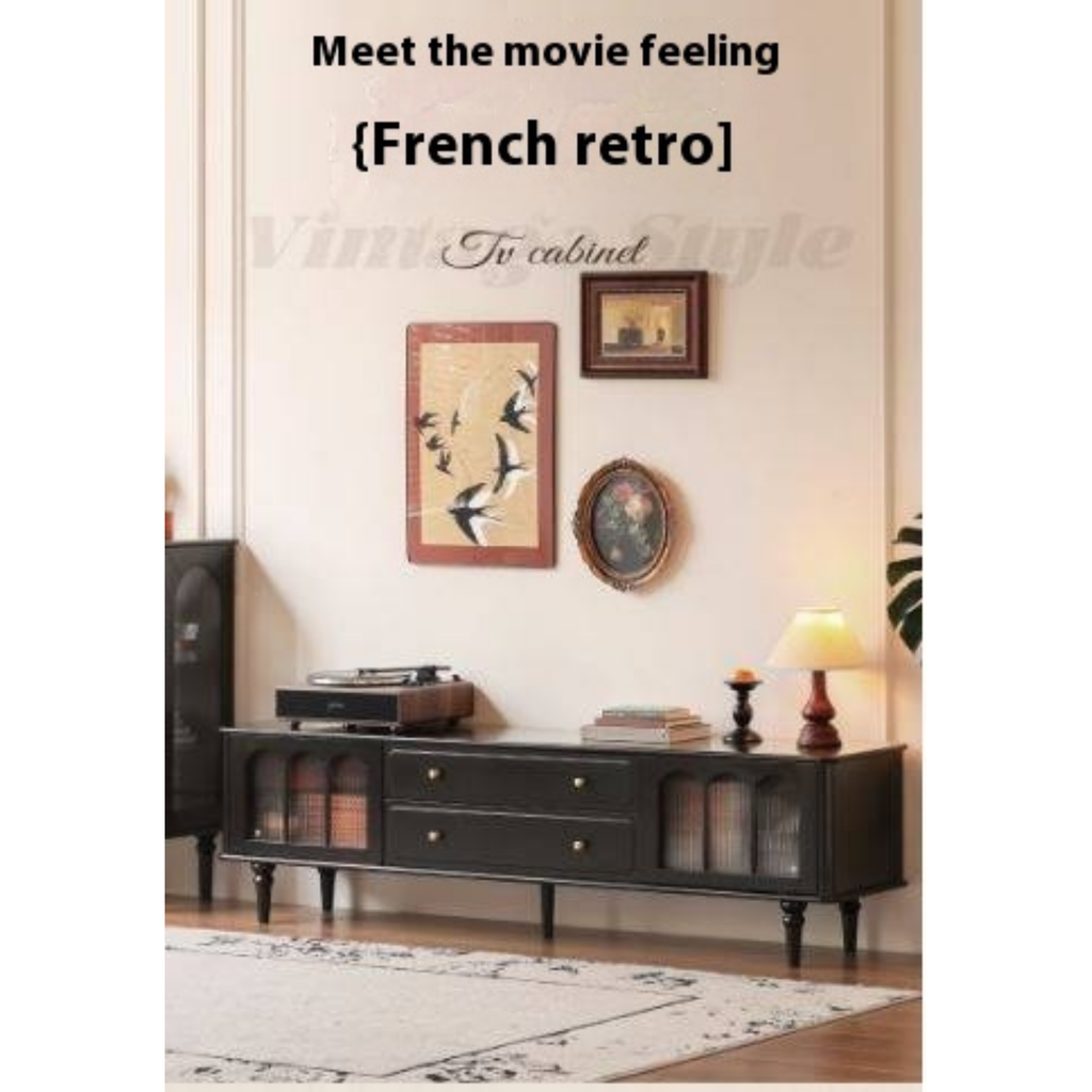 Solid RubberWood French Retro TV Stand