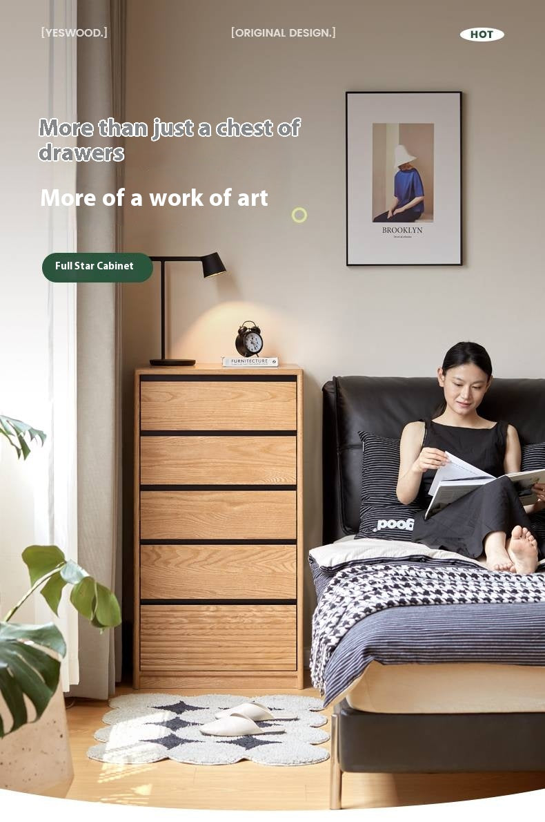 Oak Solid Wood Modern Drawer Cabinet