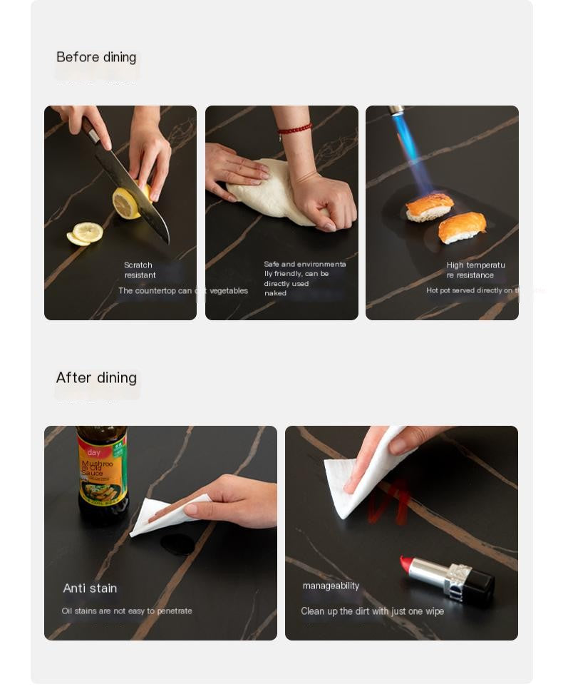 Black Walnut Solid Wood and Rock Plate Dining Table