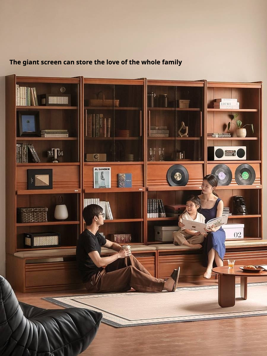 Poplar Solid Wood Antique Style Bookshelf Combination