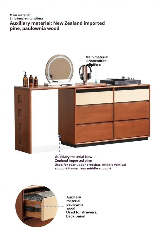 Poplar Solid Wood Bauhaus Style Dressing Table
