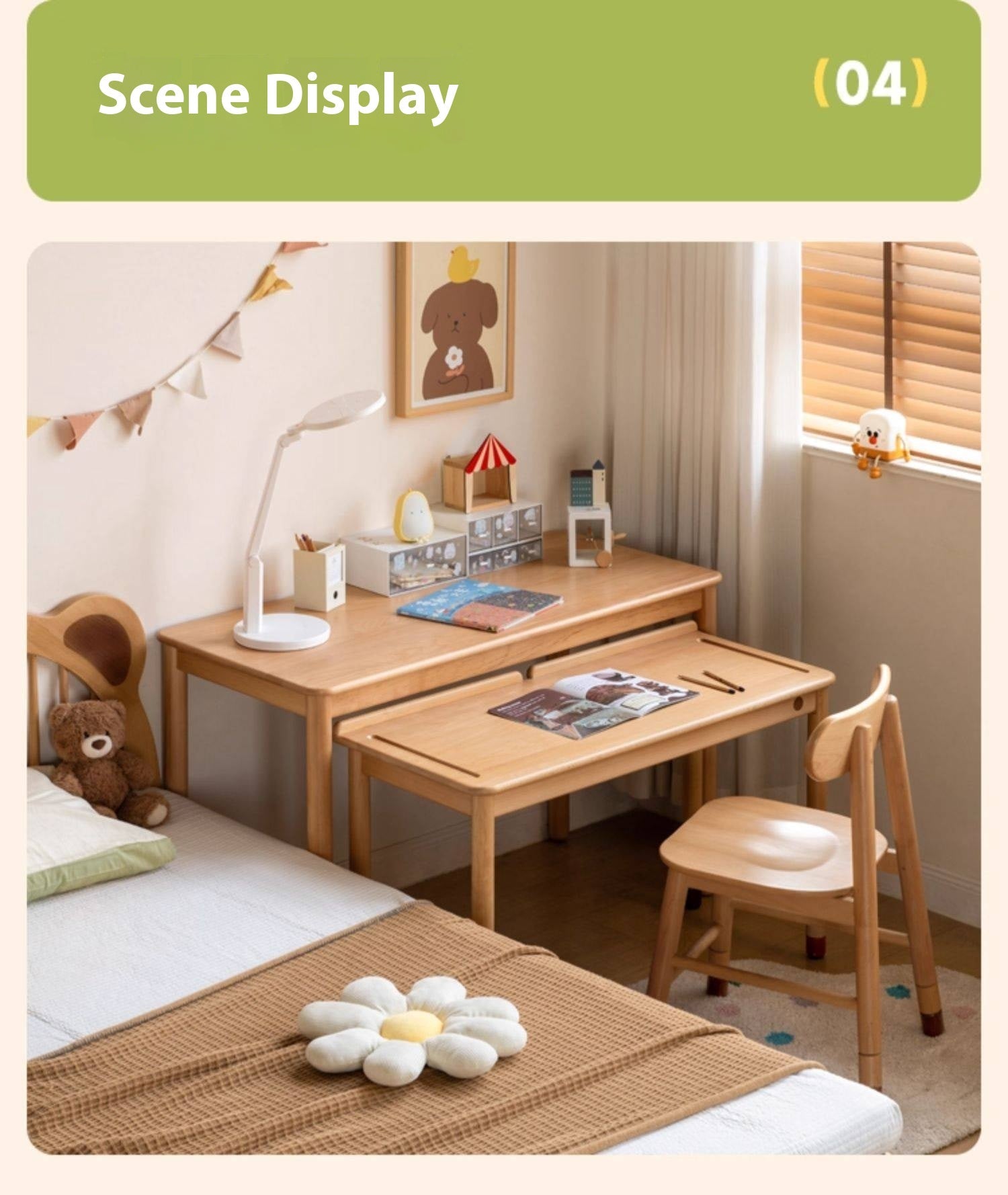 Beech Solid Wood Children's Learning Desk.