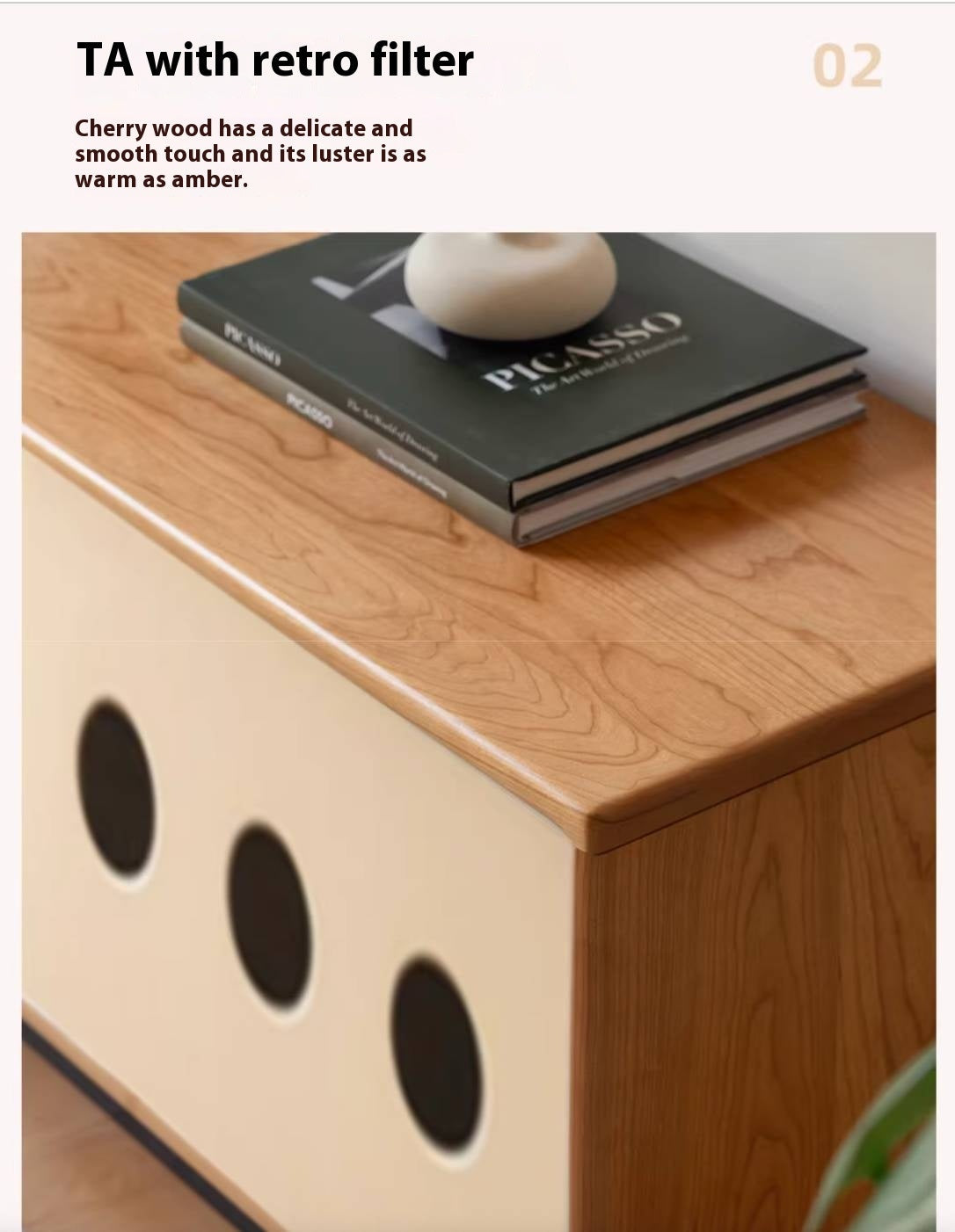 Cherry Solid Wood Antique Style TV Stand