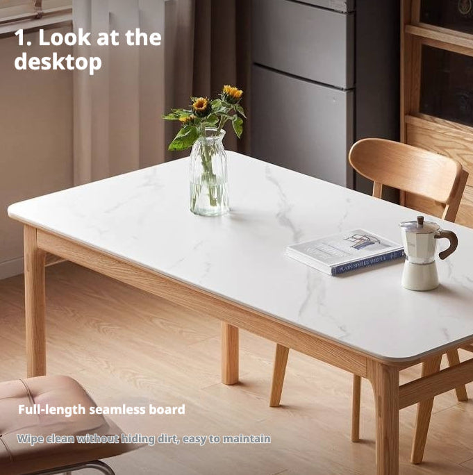 Oak Solid Wood Modern Rock Plate Dining Table