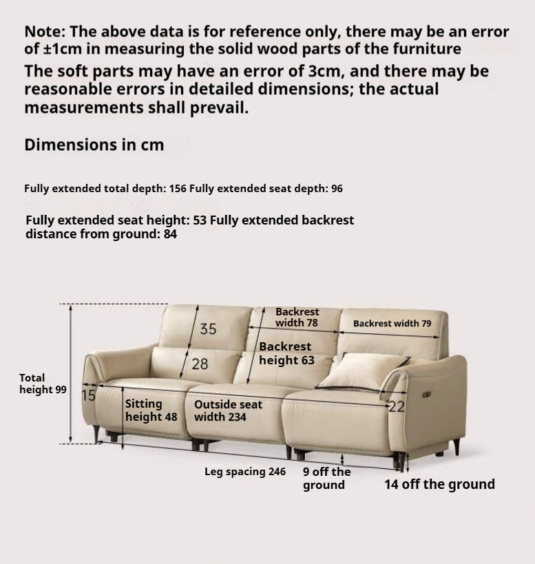 Leather Top Layer Cowhide Retractable Electric Sofa