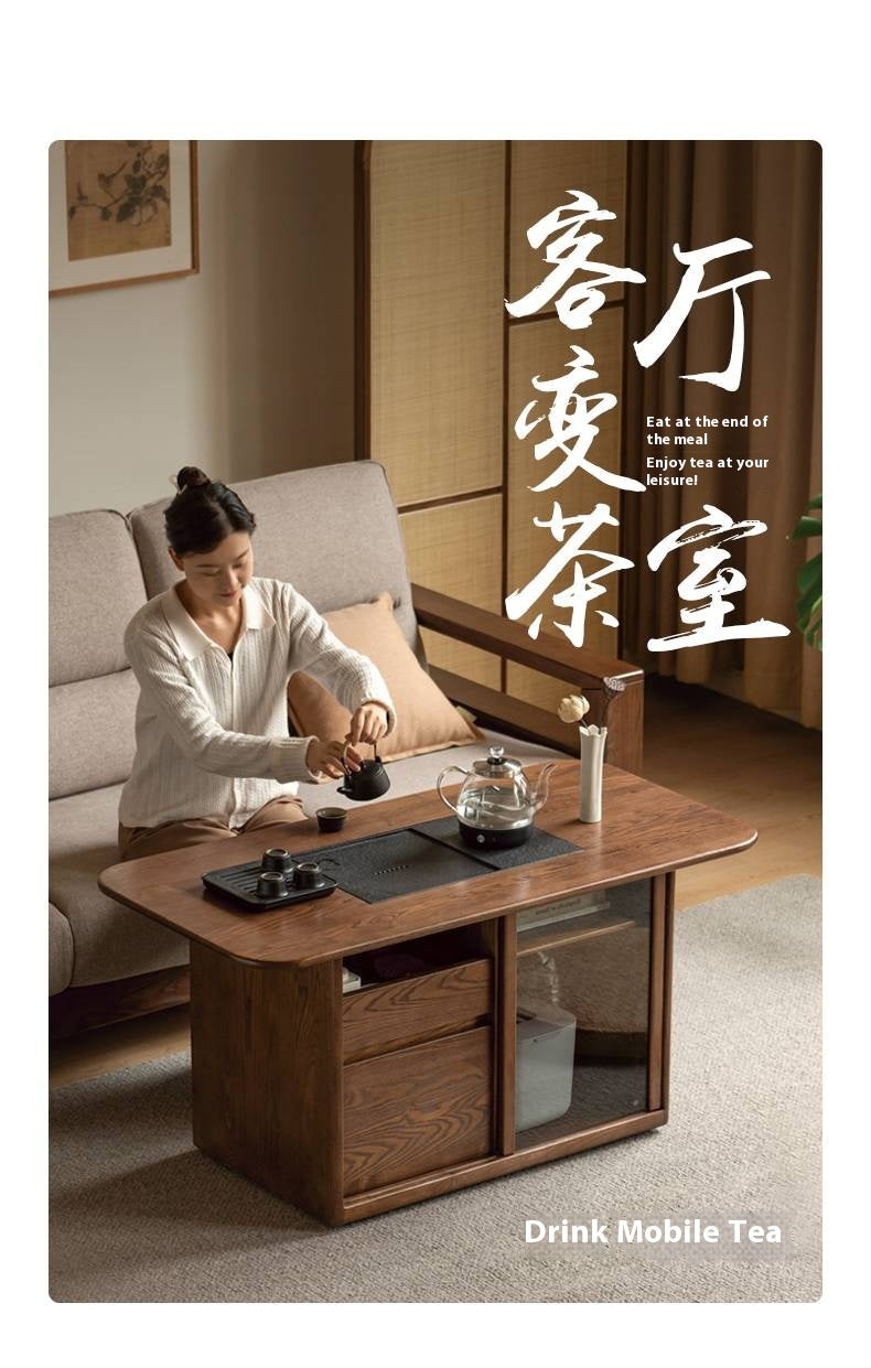 Ash Solid Wood Mobile High Tea Table